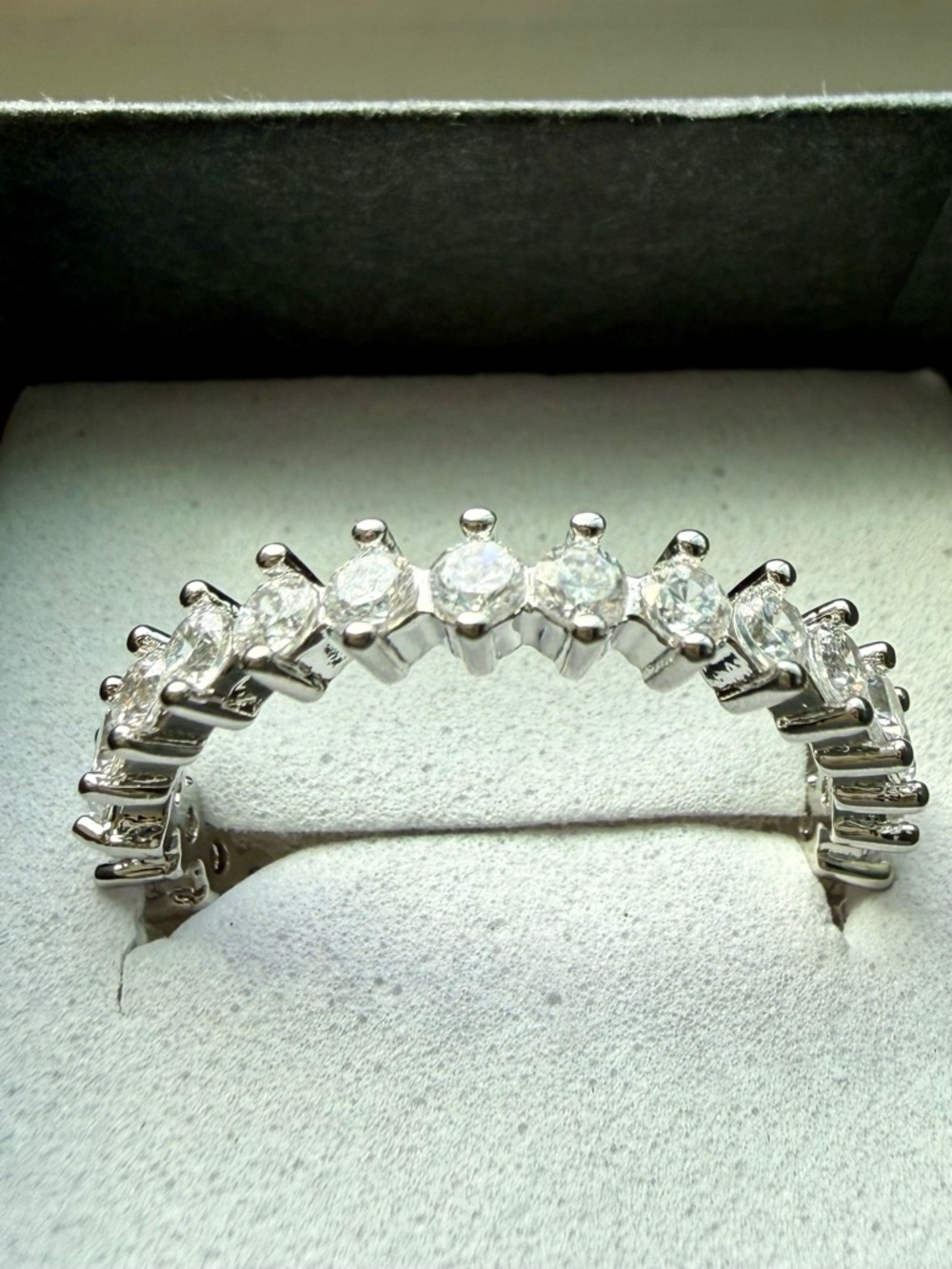 NEW! 14k White gold plated CZ Eternity Band Stacking Ring - Clear Stones